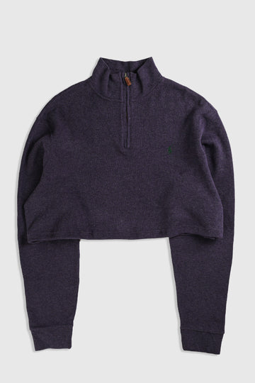 Rework Polo Crop Knit Sweater - XL
